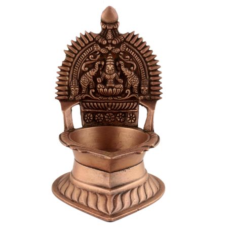 Ashtadhatu Oil Lamp Single Wick Goddess Lakshmi On Back Diya